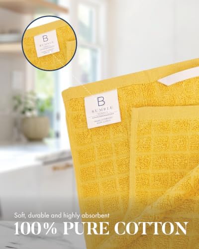 Bumble Kitchen Towels (6-Pack), 16"x28", 100% Cotton Dish Towels - Yellow - Image 4