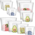 Reusable Storage Bag, 8 Pack 100% Silicone Food Storage Bags Stand Up Zip Lock Bags for Food, Freezer Microwave Oven Dishwasher Safe, 2 X-Large(0.8 Gallon) 2 Medium 2 Small 2 X-Small, Translucent by Annaklin