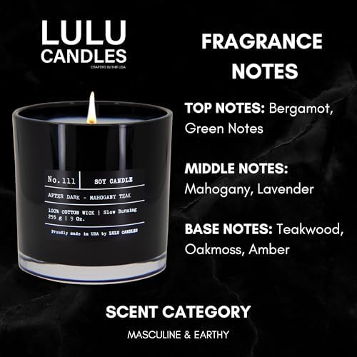 Lulu Candles | After Dark - Teak Mahogany| Luxury Scented Soy Jar Candle | Hand Poured in The USA | Highly Scented & Long Lasting (9 Oz. 2 Pack) - Image 2