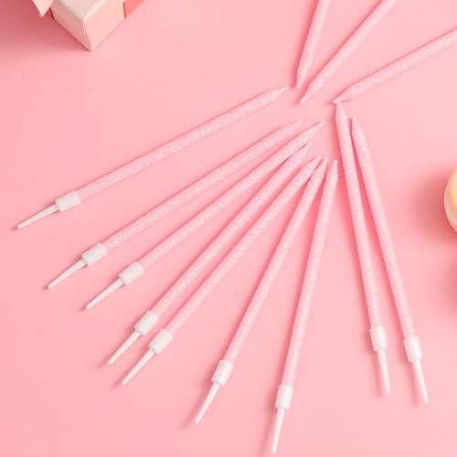 PHD CAKE Iridescent Pink Long Thin Metallic Birthday Candles, Cake Candles, Birthday Parties, Wedding Decorations, Party Candles - Image 3