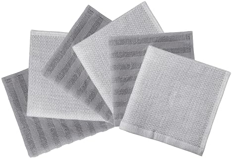Bumble Premium Dish Cloths 13"x13" (6 Pack) | 100% Natural Ring Spun Cotton | 400 GSM | Highly Absorbent & Soft |Yarn Dyed & Solid Dyed Terry Dish Cloth Set - Grey - Image 4