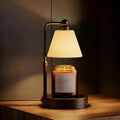 Candle Warmer Lamp with Timer, Dimmable, Adjustable Height, Modern Farmhouse Linen Shade, Black Candle Warming Lamp for Up to 6-Inch Jar Candles, 2 Bulbs Included by Bingyouth