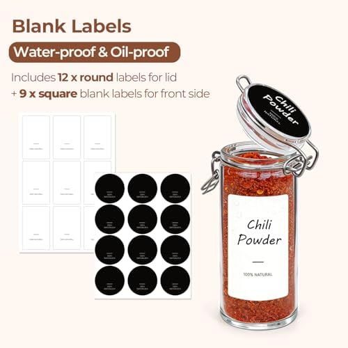 ComSaf Small Glass Spice Jars with Airtight Lids 4 oz 6 Pack with Labels - Image 4