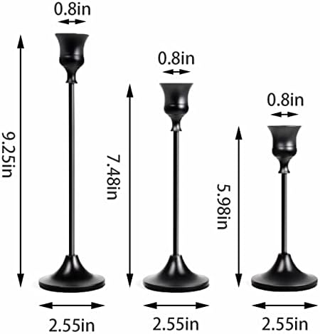 NLBTW Black Candlestick Holders, Metal Taper Candle Holder, Set of 3 - Image 3