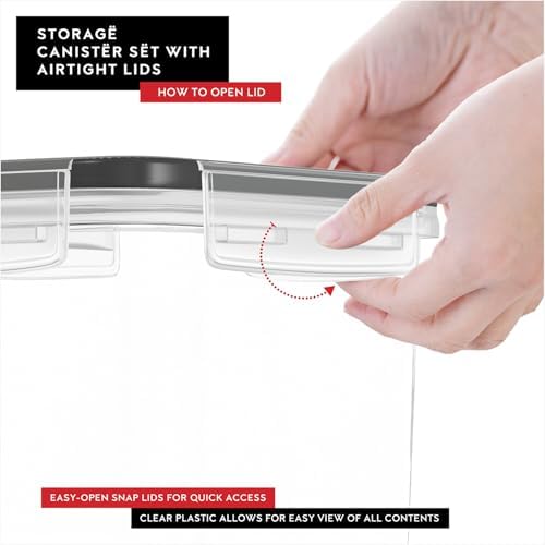 DWËLLZA KITCHEN Airtight Food Storage Container Set - 6 Pieces 1.4L - Plastic BPA Free Kitchen Pantry Storage Containers with Lids - Dishwasher Safe - Includes 8 Labels and a marker - Image 2