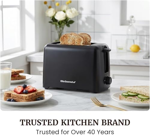 Elite Gourmet 2-Slice Cool-Touch Toaster, 1.25" Extra-Wide Slots, 6 Shades - Image 3