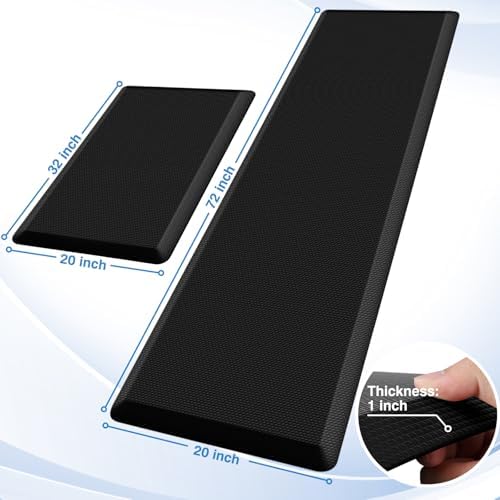 StepRite 1-Inch Kitchen Mats for Floor, 2-Piece Anti-Fatigue Rugs, Black - Image 2