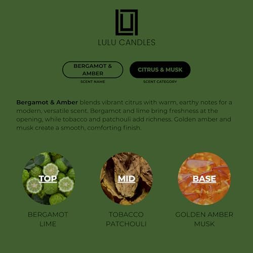 Lulu Candles Bergamot & Amber Luxury Scented Soy Candle, 9 Oz - Image 4