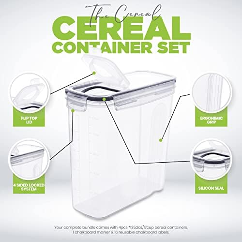 Utopia Kitchen Cereal Containers Storage Set with Lids, 6 Pack, 4L (135 Oz) - Image 4