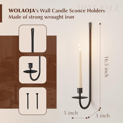 Metal Wall Candle Sconce Holder Set of 4 Wall Mount Candle Holder Pillar Holder Black Modern Wall Candle Sconces Hanging for Living Room Farmhouse Fireplace Wedding - Image 4