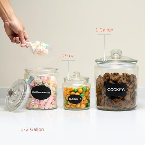 KooK Glass Storage Containers with Lids, 1/2 Gallon, Set of 2, Glass Kitchen Jars, Food & Cookie Storage Containers for Pantry, Bathroom Apothecary Canisters, Dishwasher Safe, Chalk, Label, Scoops - Image 4
