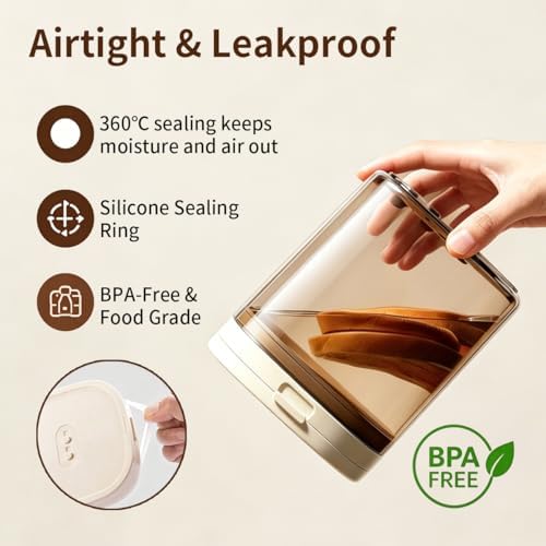 Airtight Food Storage Container with Magnetic Scoop & Built-in Leveler, 800ML Coffee Canister with Date Tracker, BPA Free UV Blocking Food Container for Coffee Beans, Ground Coffee, Tea, Sugar & Flour - Image 5
