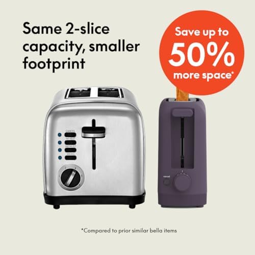 bella Fits-Anywhere™ 2-Slice Slim Toaster, Long Slot & Extra Wide, Plum - Image 2