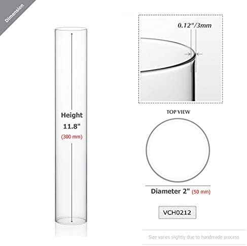 WGVI Hurricane Candle Holder Sleeve, Wide 2", Height 12", Clear Glass Cylinder Candleholder, Chimney Tube, Open Ended Candle Shade, 6 Pieces Bulk (VCH0212) - Image 2