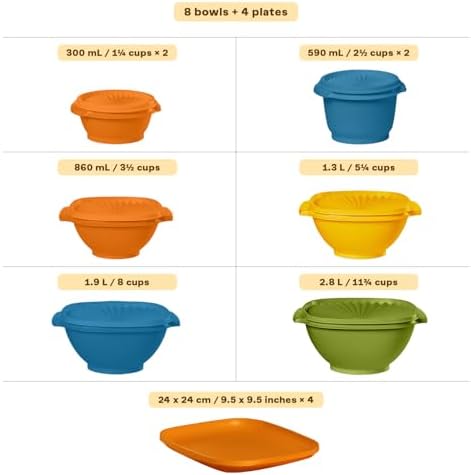 Tupperware Heritage 20-Piece Retro Set (4 Plates, 8 Containers, 8 Lids) - Image 3