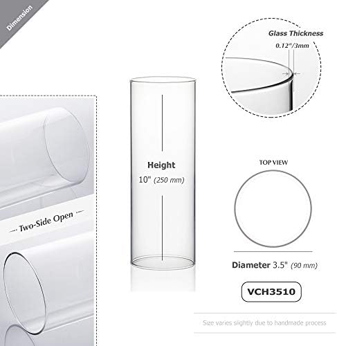 WGVI Hurricane Candle Holder Sleeve, Wide 3.5", Height 10", Clear Glass Cylinder Candleholder, Chimney Tube, Open Ended Candle Shade, 1 Piece - Image 2