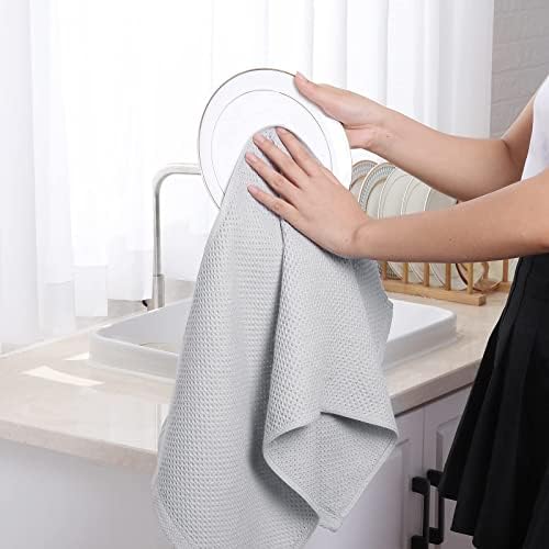 Homaxy 100% Cotton Waffle Weave Kitchen Dish Towels 8-Pack, Light Gray - Image 4