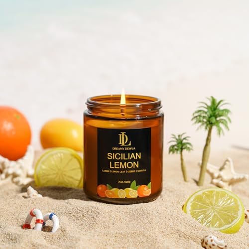 Sicilian Lemon Candles, 7oz Sicilian Lemon Scented Candle, Natural Soy Candles for Home Scented, Long Lasting with 50 Hour Burn Time, Gifts for Men Women - Image 5