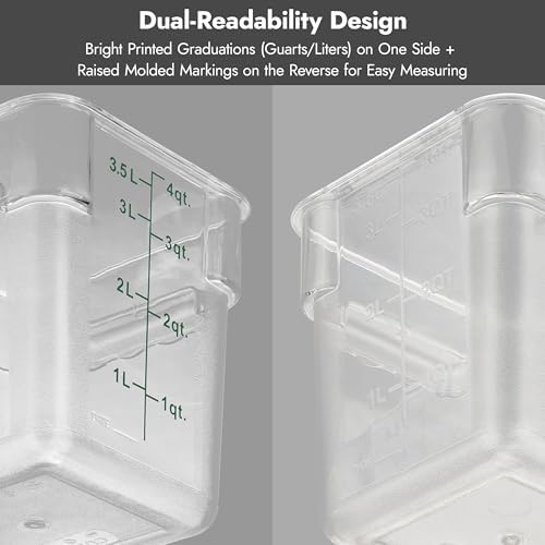 CURTA 8-Pack 6 Qt NSF Clear Polycarbonate Food Storage Containers with Red Lids - Square, Commercial-Grade, Freezer & Dishwasher Safe, Stackable - Image 7