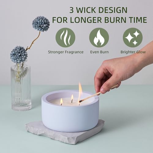 Viyffo Large 20oz Scented Candle - Citronella & Lavender, 3 Wick Non Toxic Soy Candles for Women, Matte Purple Ceramic Jar, Luxury Home Fragrance, Elegant Room Decor & Premium Birthday Gift - Image 5