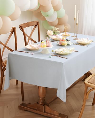Pureegg Rectangle Linen Tablecloth Waterproof & Stain Resistant, Wrinkle-Free Table Cloth Adds Elegance and Protection, Ideal for Dining, Party, Wedding and Outdoor, 52 x 70 Inch, White - Image 6