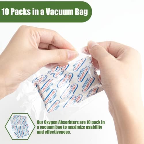 100 Packs 200CC Food Grade Oxygen Absorbers (10 Pack in Individual Vacuum Bag ) , Oxygen Absorbers For Long Term Food Storage with Oxygen Indicator , Works in Mylar Bags, Mason Jars, and Vacuum Bags - Image 3