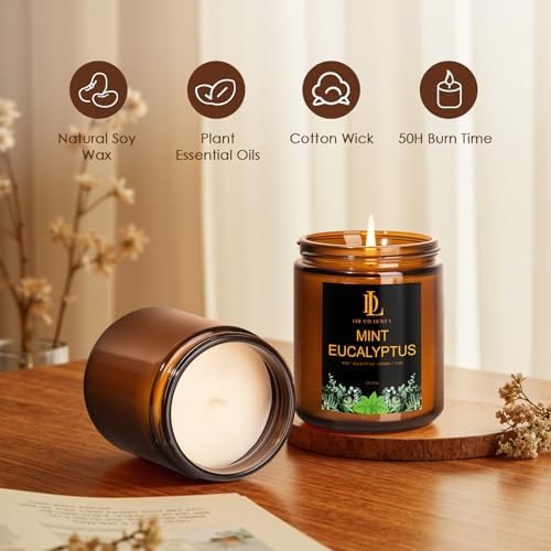 Mint Eucalyptus Candles, Mint Eucalyptus Scented Candle, Mother's Day Candle Gifts for Women, Soy Candles for Home Scented, 7oz 50 Hours Burn - Image 2