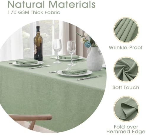Veblandy Rectangle Tablecloth Waterproof Linen Textured Table Cloth Stain and Wrinkle Resistant Washable, Decorative Fabric Table Cover for Dining, Party and Camping (Sage Green, 52 * 70) - Image 3