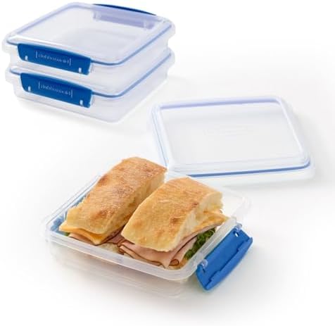 Rubbermaid Pack & Go 450 mL Sandwich Container, 3-Pack, Meal Prep Containers with Secure Seal Lids by Rubbermaid