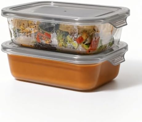 Glass Food Storage Containers with Lids — 6 Piece — 3 Containers + 3 Lids, 21.98 oz Each Glass, BPA-Free Leakproof Stackable Lids, Microwave, Oven & Dishwasher Safe — Ideal for Meal Prep, - Smoke Lid - Image 7