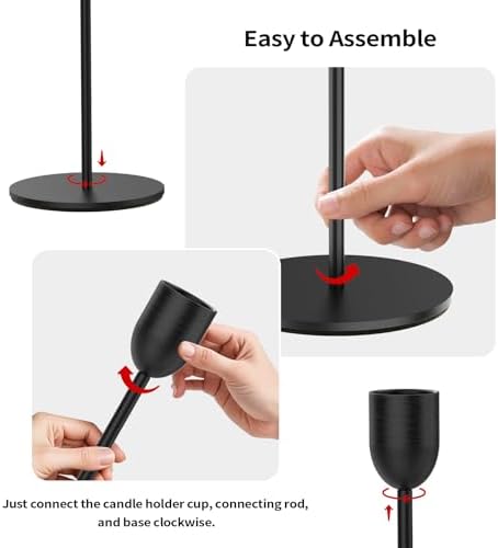 ChefBee 3PCS Black Tall Taper & Pillar Candle Candlestick Holder - Image 5