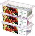 3 Pack 1.5L Fruit Storage Containers for Fridge with Removable Drain Tray by SILIVO