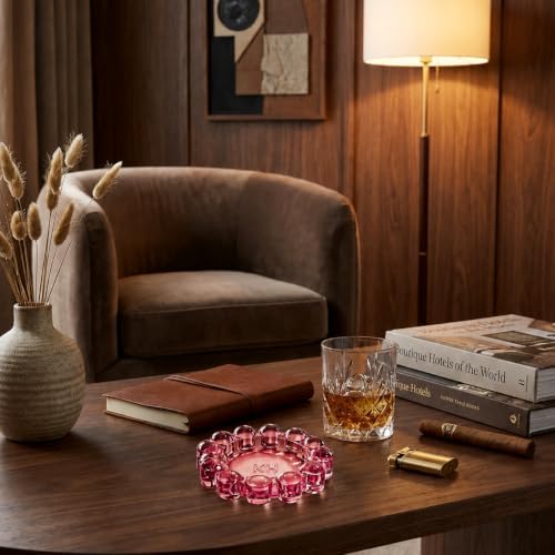 Chic Red Bubble Glass Candle Dish – Modern Clear Glass Candle Holder for Tealights & Diffusers, Decorative Tray for Home & Tabletop Decor（1 Pack） - Image 7