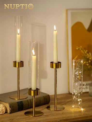 NUPTIO Candlestick Holders for Table Centerpiece, Set of 3 Gold Decor - Image 2