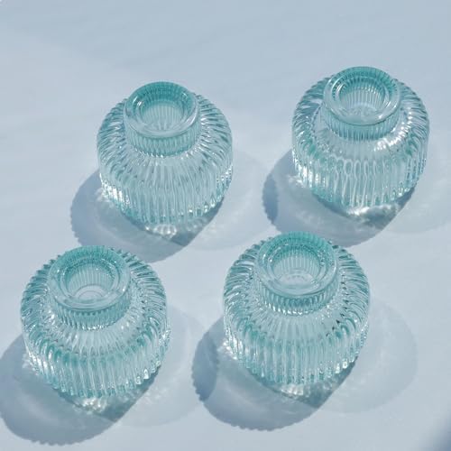 Woho Light Blue Candlestick Holders Set of 4 for Wedding Table Centerpiece - Image 3