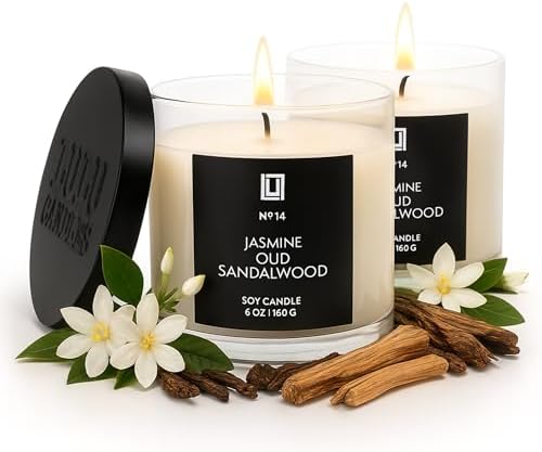 Lulu Candles | Jasmine, Oud & Sandalwood |Luxury Scented Soy Jar Candle | Hand Poured in The USA | Highly Scented & Long Lasting (6 Oz. 2 Pack) - Image 3