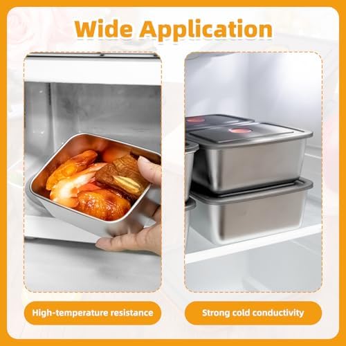 4 PCS(50oz+20oz) Stainless Steel Food Storage Containers With Lids Leak Proof & Airtight | Stainless steel freezer Containers,Airtight Bento Lunch Box,For Meal Prep,Fruit,Snack,Freezer - Image 3
