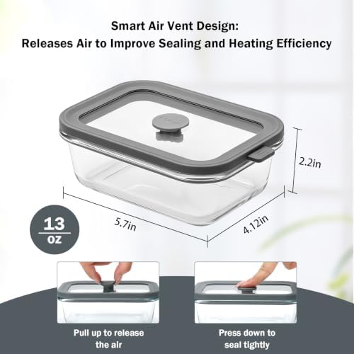 10 Pack 13oz Small Glass Meal Prep Containers with Glass Lids - Image 2