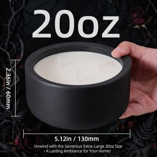 Viyffo 20oz Large Odor Eliminating Candle - Eucalyptus Mint, 3 Wick Fall Scented Soy Candle, Non Toxic, Matte Black Ceramic Jar, Fresh Home Fragrance for Bathroom, Pet, Smoke & Kitchen Odors - Image 5