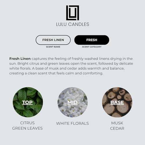 Lulu Candles | Fresh Linen | Luxury Scented Soy Jar Candle | Hand Poured in The USA | Highly Scented & Long Lasting | 11 Oz. - Image 4