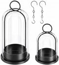 Fohil Hurricane Candle Holders Metal Set of 2 with Handmade Sturdy Glass Dome,5" & 4" Wide for Pillar Candles, Christmas Table Centerpiece, Wedding Party Home Decor by Fohil