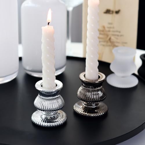 WDHODEC Black White Candlestick Holders 12PCS Glass Taper Candle Holders for Table Centerpiece Colorful Candle Sticks for Wedding, Party and Festival Decoration - Image 4