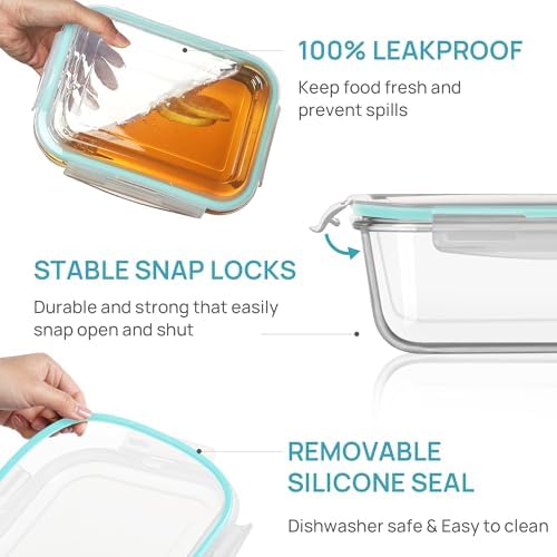 Vtopmart Large Glass Food Storage Containers with Lids, 122oz+50oz, 2 Pack - Image 6