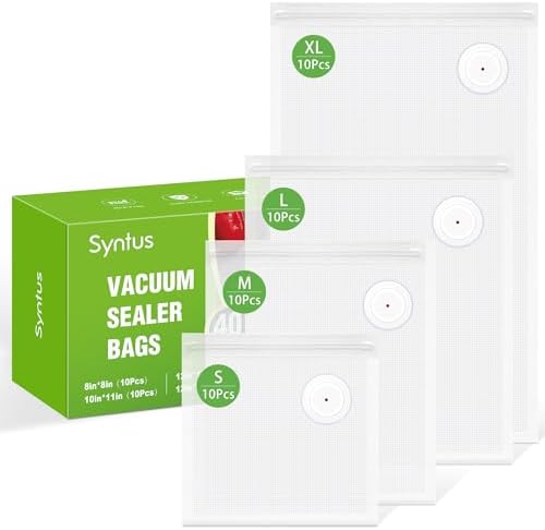 Syntus 40 Pcs Reusable Vacuum Sealer Bags for Food, S+M+L+XL by Syntus