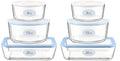 Urban Green Glass Food Container Set with Silicone Glass Lid, Square & Round Shape, 6 Pack, Airtight, LeakProof, 100% Plastic Free, Meal Prep Food Storage Containers, Blue & White Color by LiveaLifeEasierandGreener