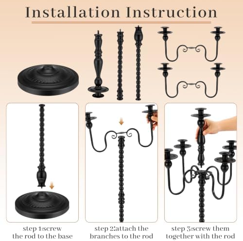1 Pcs 48 Inch Black Candelabra Halloween Decorations, Vintage - Image 5