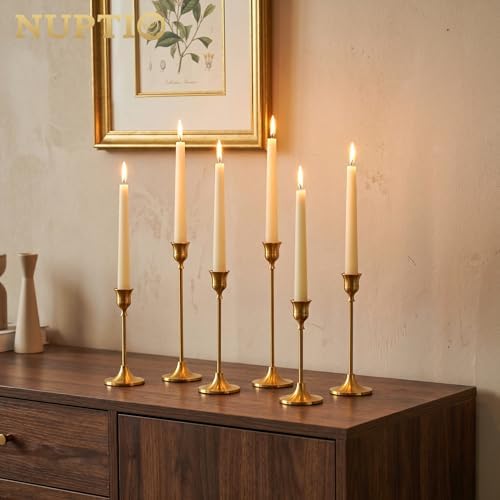 NUPTIO Gold Candlestick Holders Bulk: Solid Aluminum Set of 15 - Image 2