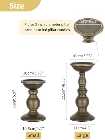 NUPTIO Bronze Candle Holder for Pillars: Candle Stand for 3 inches Candles - Image 5