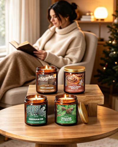 AOOVOO Winter Candles Set - 4 Pack Candles for Home Scented, 28 oz Soy Wax - Image 2