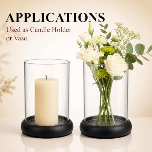 2 Pack Hurricane Candle Holders, Glass Cylinder Candleholder - Image 4